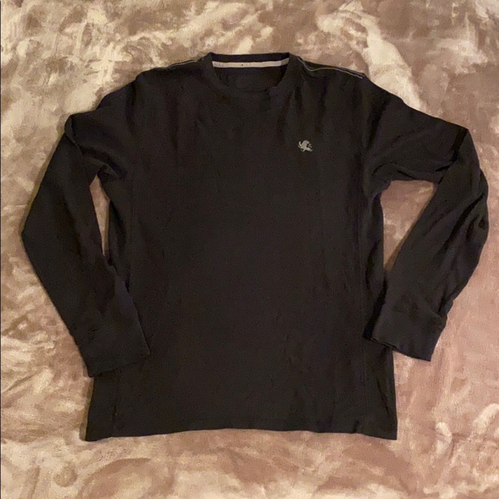 Express Mens Black Waffled Long Sleeve Shirt